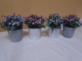 Set of 4 Artificial Potted Garden Flowers