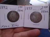 1892 & 1893 Barber Quarters