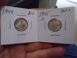 1944 & 1945 D Mint Mercury Dimes