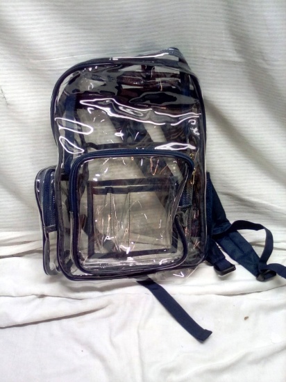 17"x11" Clear W/ Blue Trim, Bookbag