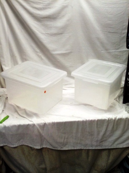 Qty: 2, 15"x10"x12" Clear Storage Containers