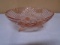 Vintage Anchor Hocking Pink Depression Swirl Glass 3 Footed Bowl