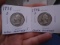 1938 S Mint & 1926 S Mint Silver Washington Quarters