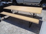 8ft Fiberglass Picnic Table w/ Attached Bench on Each Side