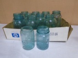 10 Vintage Quart Blue Ball Jars & 2 Pint Jars