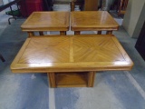 Beautiful Solid Oak 3pc Coffee & End Table Set