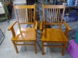 2 Matching Like New Solid Wood Arm Chairs