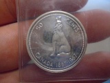 1967 Canada Queen Elizabeth II Wolfs Howls Silver Half Dollar