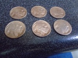 Group of 6 Assorted Date Buffalo Nickels