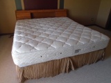 King Size Bed Complete w/ Oak Headboard & Stearns & Foster Mattress