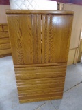 3 Drawer Double Door Oak Armoire Chest