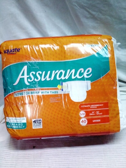 Equate Assurance Stretch Briefs with tabs Qty. 40 Size S/M 22"-50"