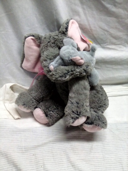 15" Mama and Baby Elephant Plush
