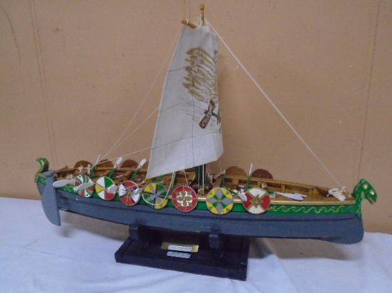 Handmade Wooden Viking Dragon Sailing Ship Model