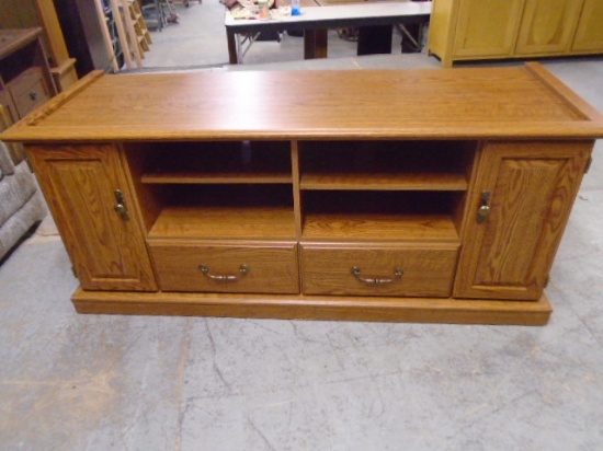 Flat Panel TV Console Cabinet w/2 Doors and Shelves and 2 Drawers