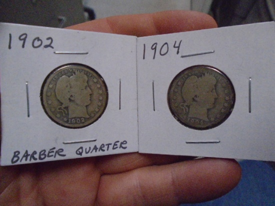 1902 and 1904 Silver Barber Quarters