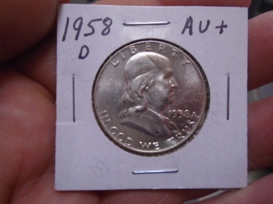 1958 D-Mint Silver Franklin Half Dollar