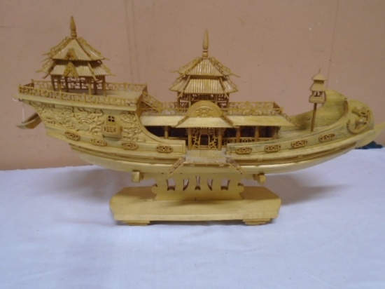 Hand Built Wooden Chinese Ornate Ship Model