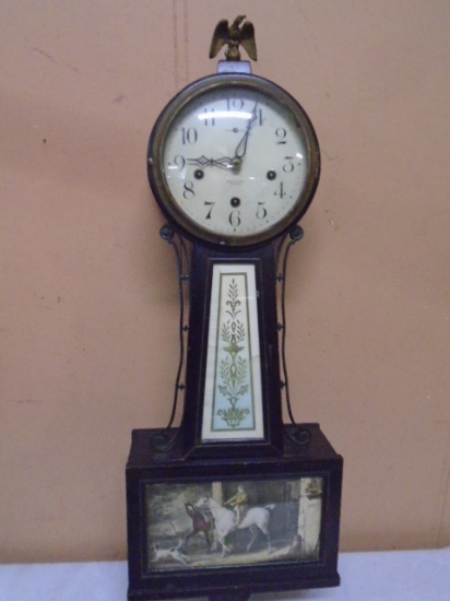 Antique New Haven 8 Day Wind Up Banjo Clock