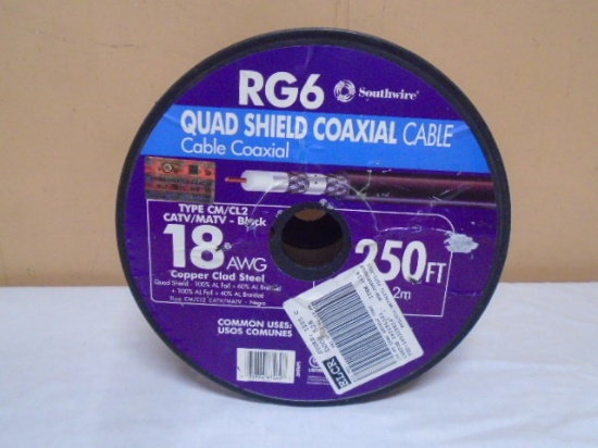 250 Foot Roll of RG 6 Quad Shield Coaxial Cable