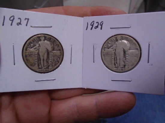 1927 and 1929 Standing Liberty Quarters