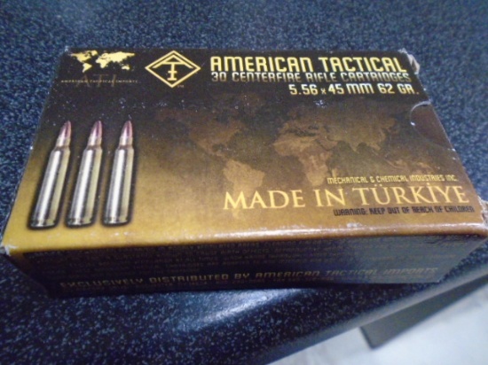 30 Round Box of American Tactical 5.56 x 45 MM Rifle Cartridges