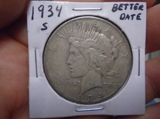 1934S-Mint Silver Peace Dollar