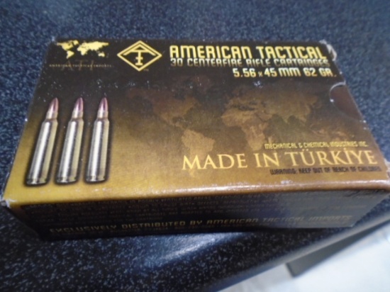 30 Round Box of American Tactical 5.56 x 45 MM Rifle Cartridges