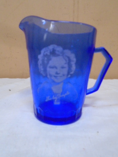 Vintage Shirley Temple Cobalt Blue Glass Cream Pitcher