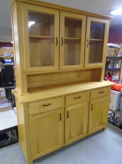 Beautiful Solid Maple 2 Pc. Glass Front Hand Built Hutch