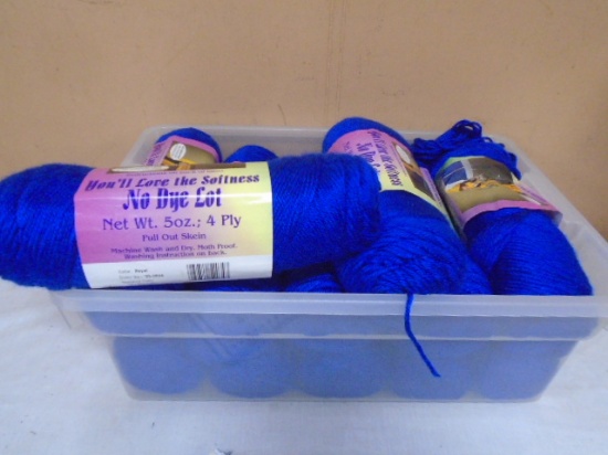 12 Brand New Skeins of 4 Ply Blue Yarn