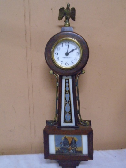 Antique New Haven 8 Day Banjo Clock w/ Key