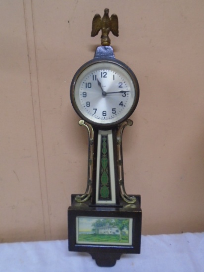 Antique New Haven 12 Day Wind-Up Banjo Clock