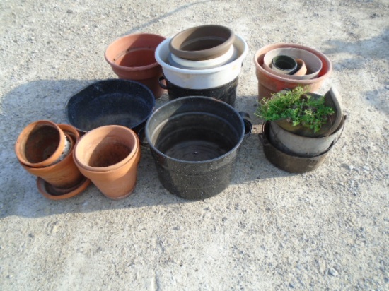 Large Group of Assorted Flower Pots & Planters