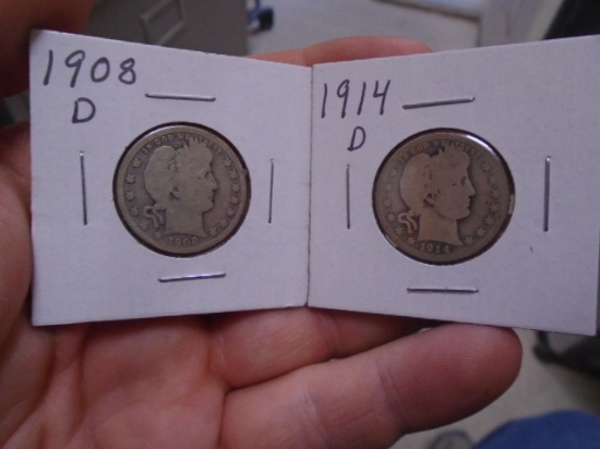 1908 D-Mint and 1914 D-Mint Barber Quarters