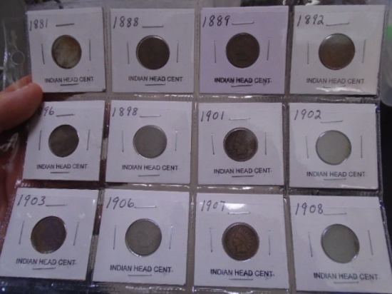 Group of (12) Indian Head Cents