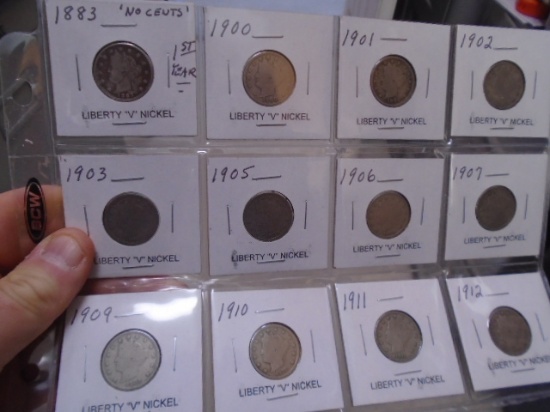 Group of (12) Assorted Liberty "V" Nickels