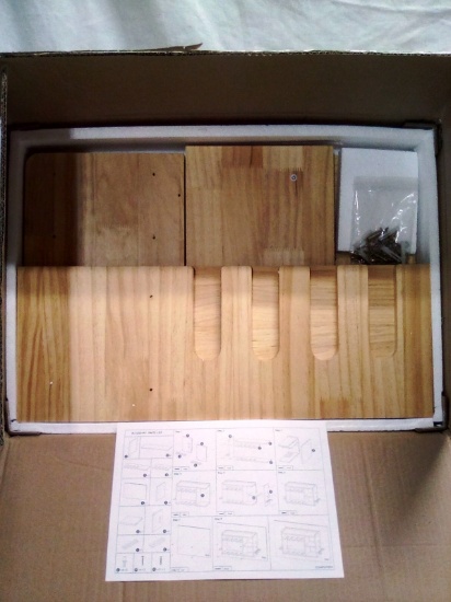 Wooden Organizer unassembled in the box as seen in pics