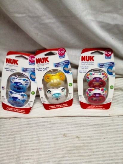 Qty. 3 NUK Pacifiers 2 Pacifiers per pack