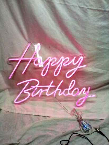 Hanging Neon Happy Birthday Sign