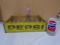 Vintage Yellow Wooden Pepsi Crate w/ (6) 16oz Bottles & Glass