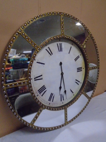 Large Round Mirrored Wall Clock