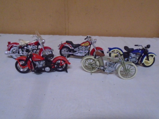 5pc Group of Die Cast Harley Davidson Motorcycles