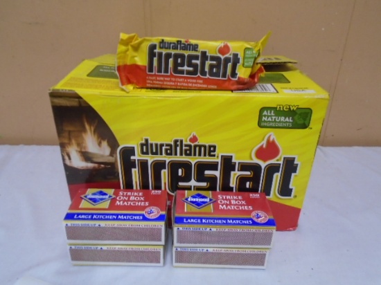 (24) Duraflame Firestart Logs and (4) Boxes of Large Kitchen Matches