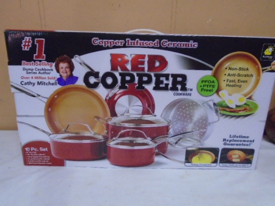 Brand New 10pc Set of Red Copper Cookware