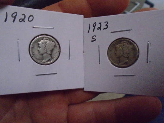 1920 and 1923 S-Mint Mercury Dimes