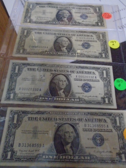Group of (4) 1 Dollar Silver Certificates