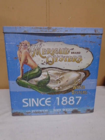 Large Mermaid Brand Oysters Decorative Tin