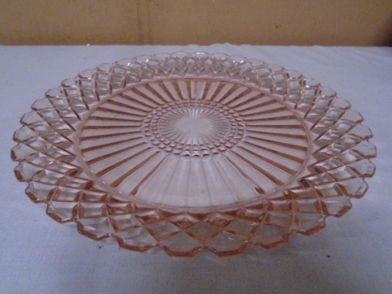 Vintage Pink Glass Waterford Waffle Plate
