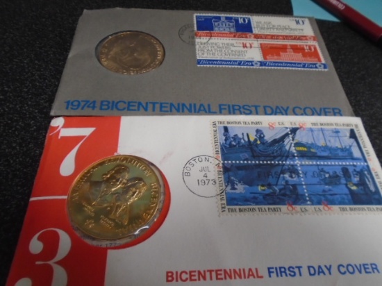 1973 and 1974 American Revolution First Day of Cover Medals